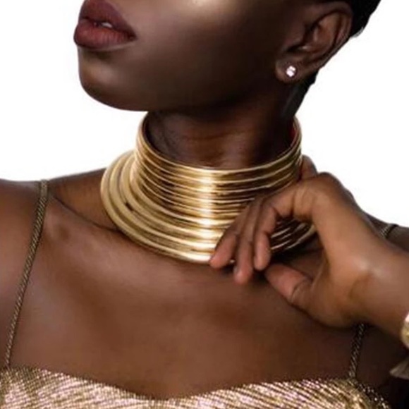 🌸 GODDESS CHOKER NECKLACE STACKER LAYER STYLE GOLD BOHEMIAN BOHO QUEEN COSPLAY - Picture 5 of 9